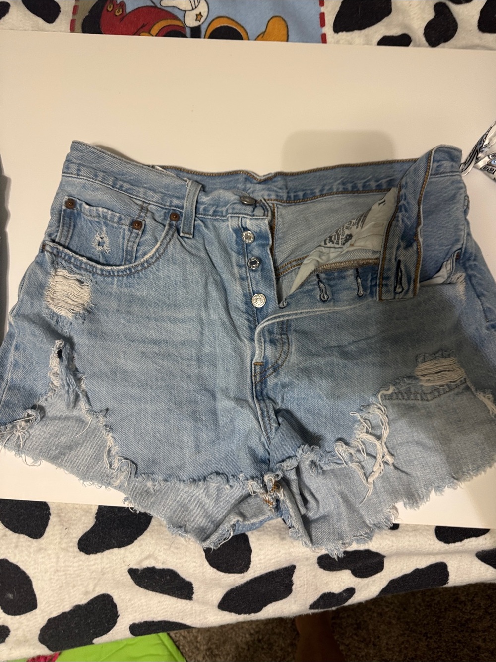 Red Tab Levi’s 501 authentic Distressed Denim Shorts